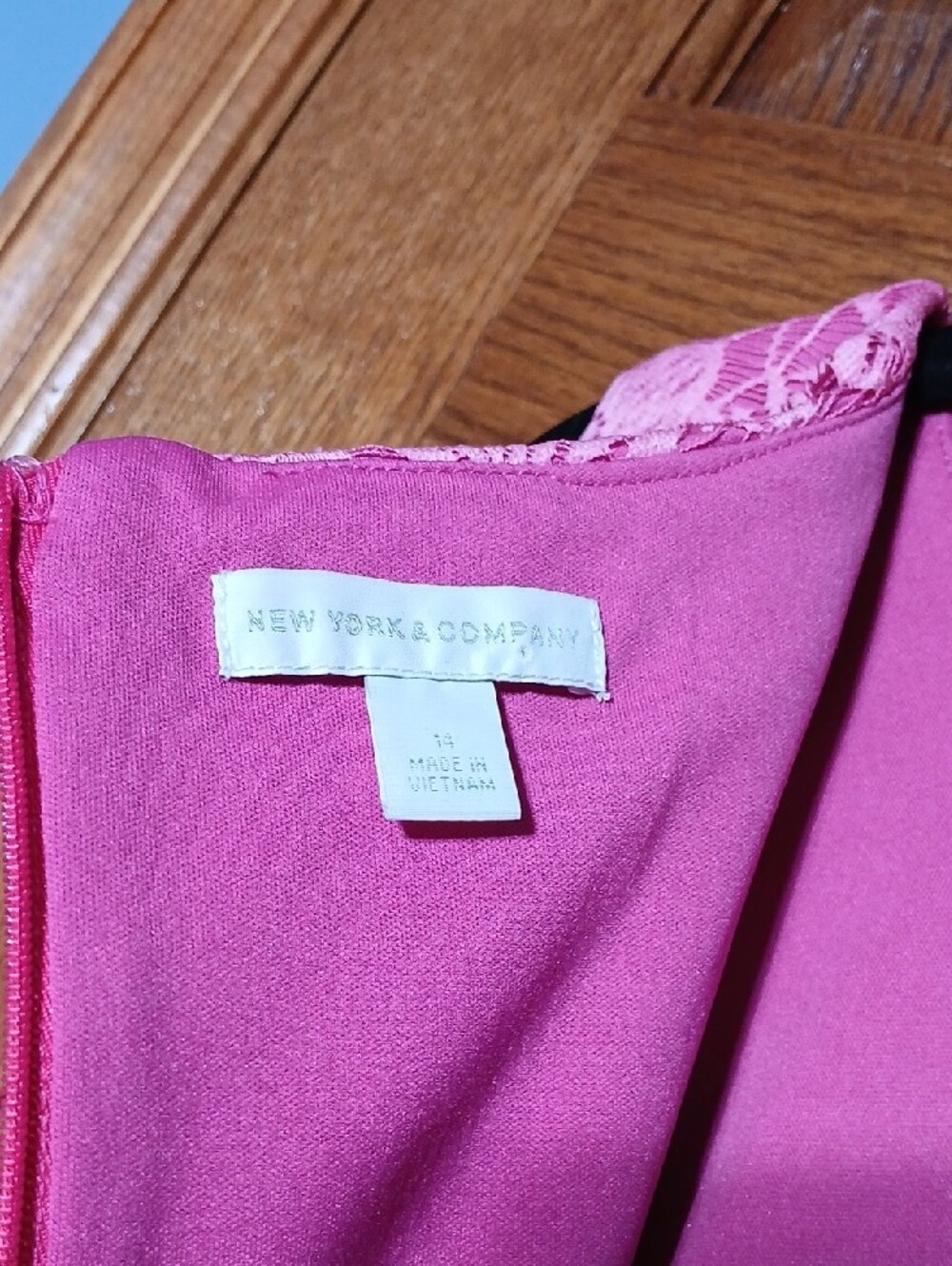New York & Company Ombre Pink Lace-Trim Dress - Picture 4 of 9